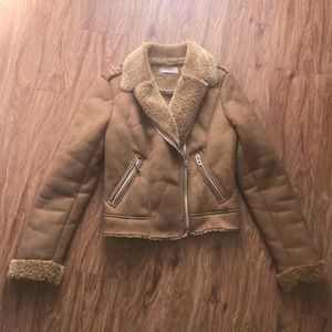 Philosophy XS Brown Faux Leather & Faux Fur Jacket